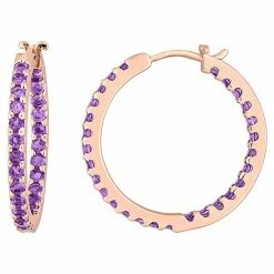 Stella Grace 10k Rose Gold Amethyst Hoop Earrings