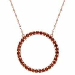 Stella Grace 10k Rose Gold Garnet Circle Necklace