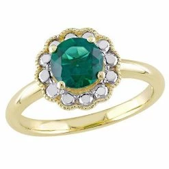 Stella Grace 10K Two-Tone Gold Lab Created Emerald Fashion Ring