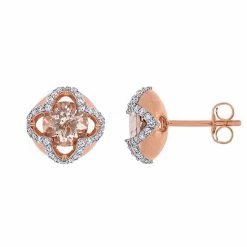 Stella Grace 10k Rose Gold 1/4 Carat T.W. Diamond & Morganite Stud Earrings
