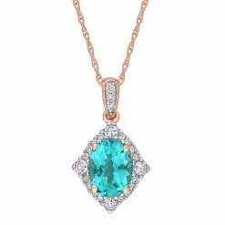 Stella Grace 10k Rose Gold 1/10 Carat T.W. Diamond, Apatite & White Sapphire Pendant Necklace