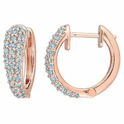 Stella Grace 10k Rose Gold Swiss Blue Topaz Hoop Earrings