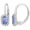 Stella Grace 10k White Gold Tanzanite & White Sapphire Halo Leverback Earrings