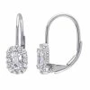 Stella Grace 10k White Gold White Sapphire Halo Leverback Earrings