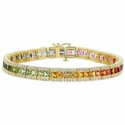 Stella Grace 14k Gold Multi-Color Sapphire Tennis Bracelet
