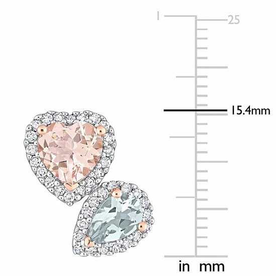 Stella Grace 10k Rose Gold Morganite, Aquamarine & 3/8 Carat T.W. Diamond Stud Earrings 4 Stella Grace 10k Rose Gold Morganite, Aquamarine & 3/8 Carat T.W. Diamond Stud Earrings - Image 4