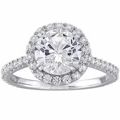 Stella Grace Sterling Silver Lab-Created White Sapphire Halo Ring
