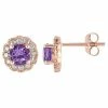 Stella Grace 10k Rose Gold & Amethyst Flower Stud Earrings