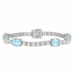 Stella Grace Sterling Silver Sky Blue Topaz & White Topaz Link Bracelet