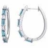 Stella Grace 10k White Gold Blue & White Topaz Hoop Earrings