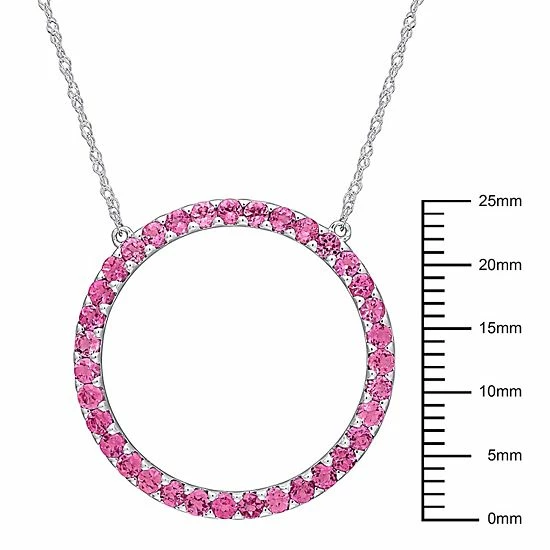 Stella Grace 10k White Gold Pink Tourmaline Circle Pendant Necklace 3 Stella Grace 10k White Gold Pink Tourmaline Circle Pendant Necklace - Image 3