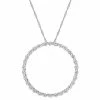 Stella Grace 10k White Gold White Sapphire Circle Pendant Necklace