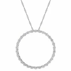 Stella Grace 10k White Gold White Sapphire Circle Pendant Necklace