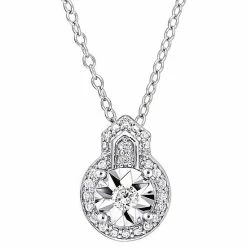 Stella Grace Sterling Sliver 1/8 Carat T.W. Diamond Vintage Pendant Necklace