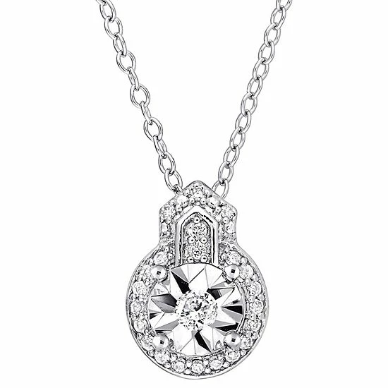 Stella Grace Sterling Sliver 1/8 Carat T.W. Diamond Vintage Pendant Necklace 1 Stella Grace Sterling Sliver 1/8 Carat T.W. Diamond Vintage Pendant Necklace