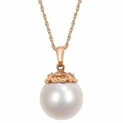 Stella Grace 10k Rose Gold Diamond Accent & Freshwater Cultured Pearl Pendant