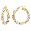 Stella Grace 3-Tone 14k Gold, Rose Gold & White Gold Twisted Hoop Earrings