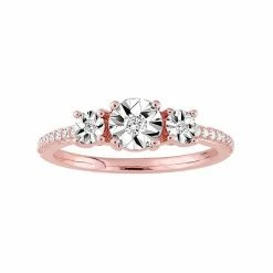 Stella Grace Sales 30 Stella Grace Rose Gold Tone Sterling Silver 1/8 Carat T.W. Diamond 3-Stone Ring