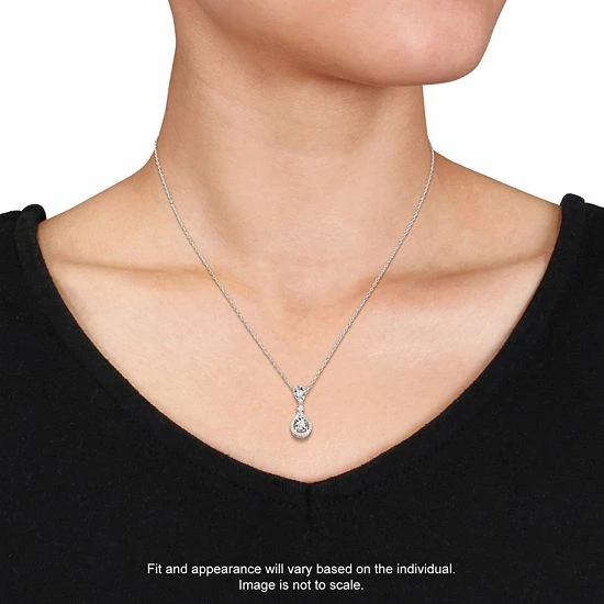 Stella Grace Sterling Silver 1/5 Carat T.W. Diamond Teardrop Halo Pendant Necklace 2 Stella Grace Sterling Silver 1/5 Carat T.W. Diamond Teardrop Halo Pendant Necklace - Image 2
