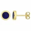 Stella Grace Men's 18k Gold Over Silver Lapis Lazuli Circle Stud Earrings