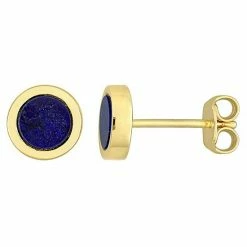 Stella Grace Sales 18 Stella Grace Men's 18k Gold Over Silver Lapis Lazuli Circle Stud Earrings