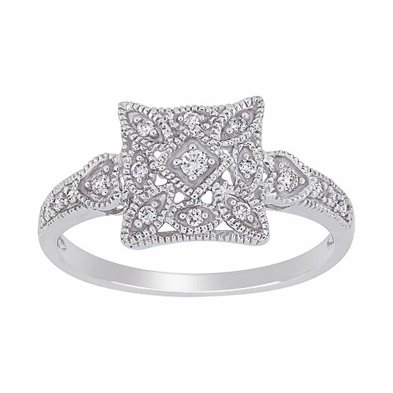 Stella Grace 10k White Gold 1/7 Carat T.W. Diamond Vintage Ring 1 Stella Grace 10k White Gold 1/7 Carat T.W. Diamond Vintage Ring