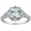 Stella Grace 14k White Gold Aquamarine, White Sapphire & Diamond Accent Vintage Halo Ring
