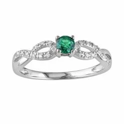 Stella Grace Sterling Silver Lab-Created Emerald And Diamond Accent Infinity Ring
