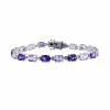 Stella Grace Sterling Silver Amethyst And Rose De France Bracelet