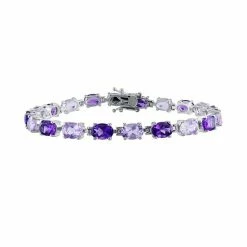 Stella Grace Sterling Silver Amethyst And Rose De France Bracelet