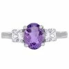 Stella Grace Sterling Silver Amethyst & Lab Created White Sapphire 3-Stone Ring