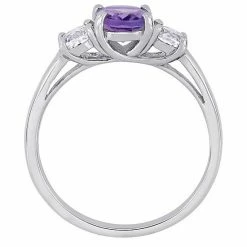 Stella Grace Sterling Silver Amethyst & Lab Created White Sapphire 3-Stone Ring -Stella Grace Sales unnamed file 942