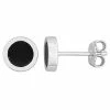 Stella Grace Men's Sterling Silver Hematite Circle Stud Earrings
