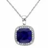 Stella Grace 10k White Gold 1/10 Carat T.W. Diamond & Lab-Created Sapphire Pendant Necklace
