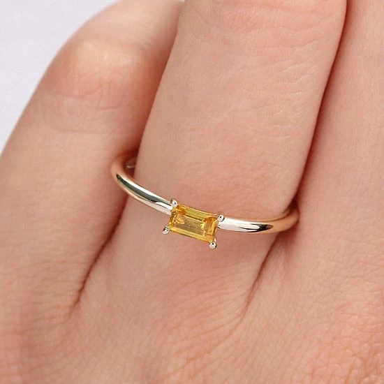 Stella Grace 10k Gold Yellow Sapphire Stackable Ring 9 Stella Grace 10k Gold Yellow Sapphire Stackable Ring - Image 9